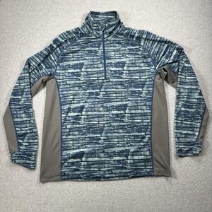 Simms SolarFlex 1/4 Zip Pullover Mens Medium Blue Camo Long Sleeve Fishing